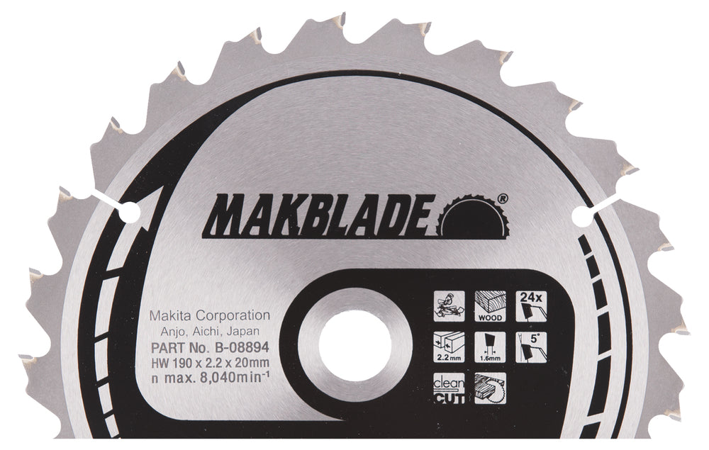 T.C.T saeketas 190X2.2X20mm 5° T24 B-08894