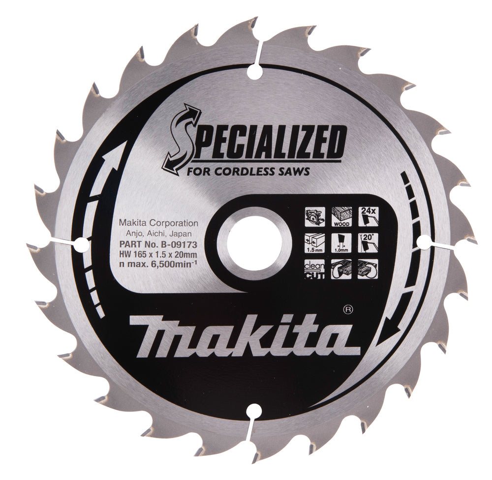 T.C.T. saw blade 165X1.50X20mm 20° T24 SPECIALIZED 5 pcs. B-09173-5