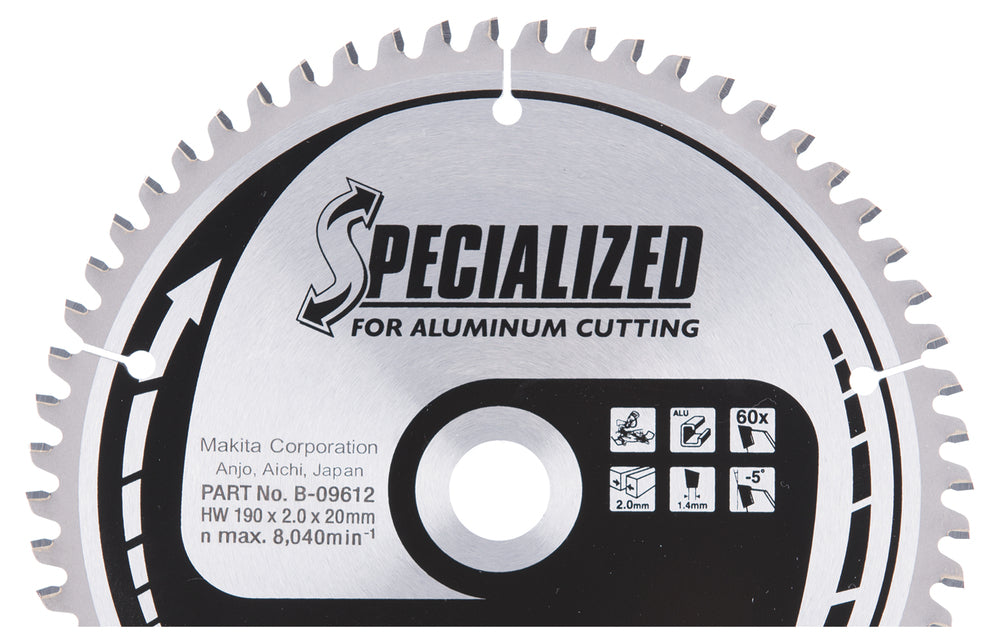 T.C.T saw blade 190X2X20mm -5° T60 B-09612