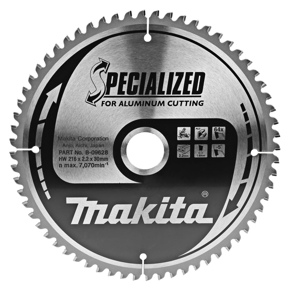 T.C.T. saw blade 216 × 2.2 × 30 mm, −5°, T64, B-09628