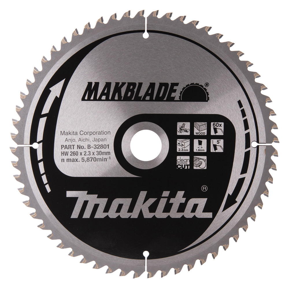 T.C.T saeketas 260X2.3X30mm 5° T60 B-32801