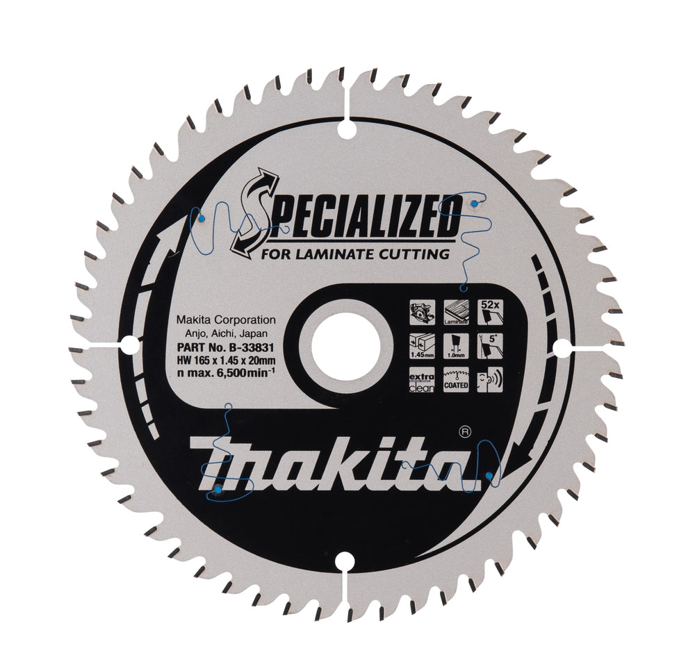 T.C.T. saw blade 165X1.45X20mm 5° T52 B-33831