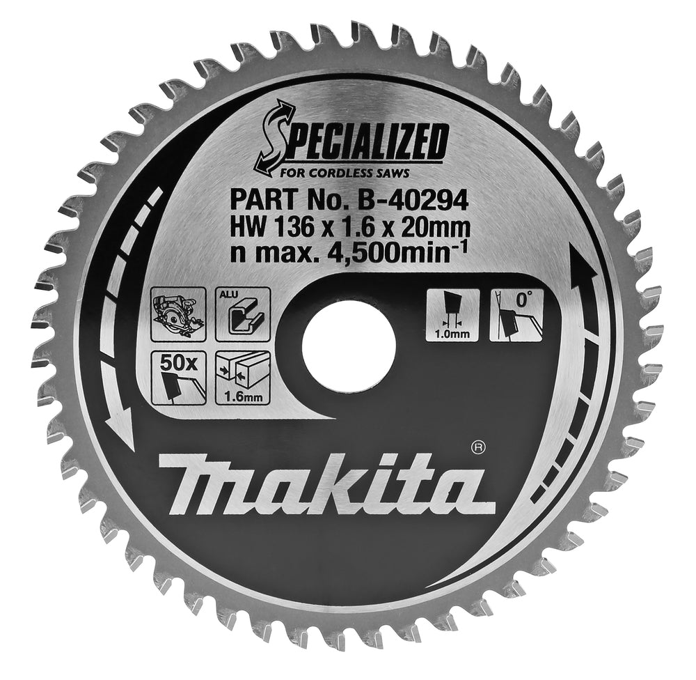 T.C.T. saw blade 136 x 1.6 x 20 mm 0° T50 B-40294