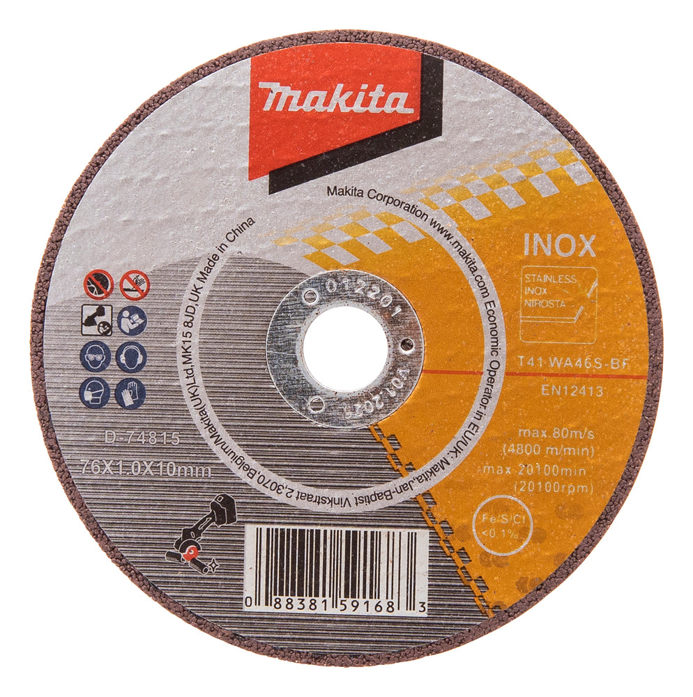 Lõikeketas 76x1.0x10mm WA60T, rst/ metall 5tk/pk D-74815-5