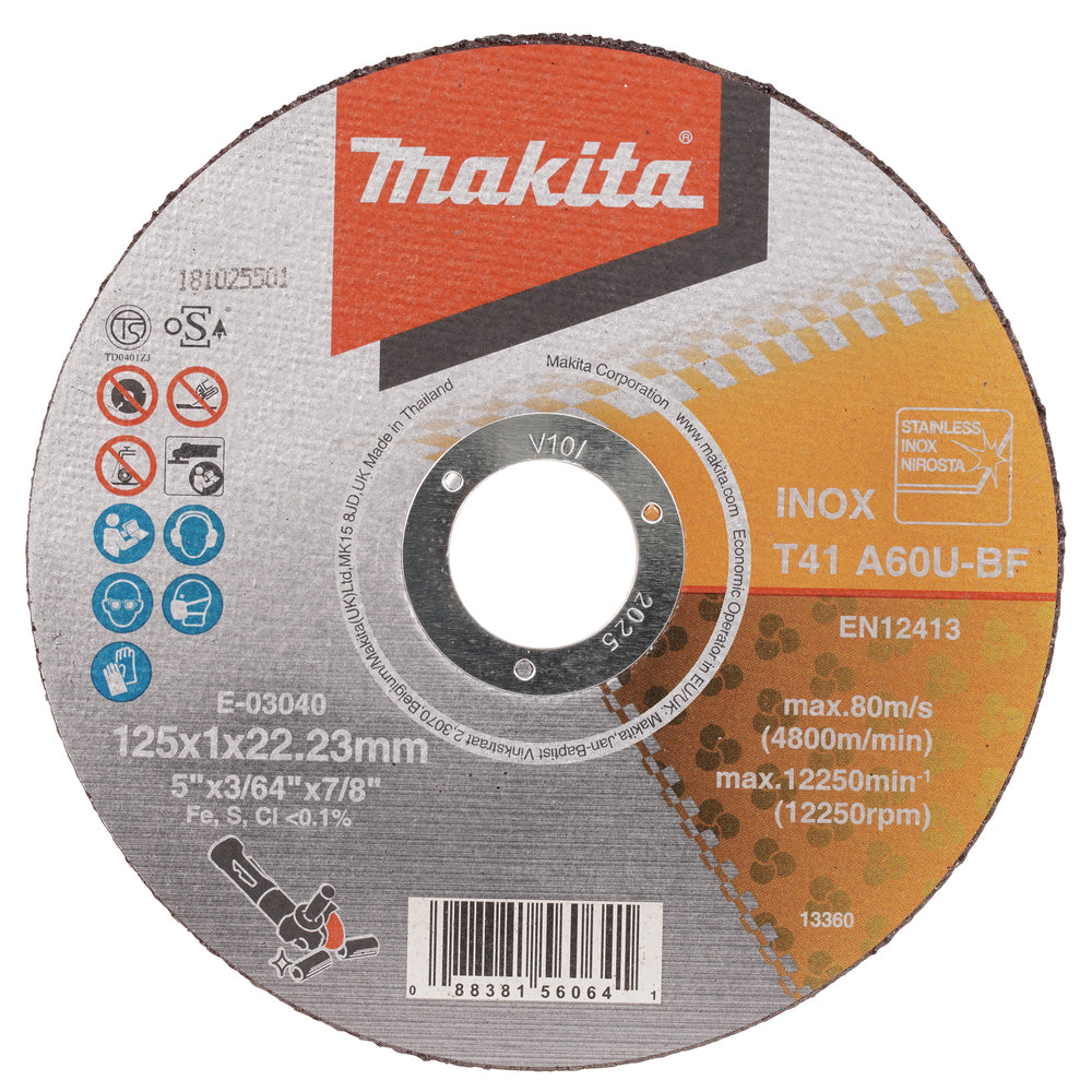 Cutting disc 125x1 mm stainless steel/metal E-03040