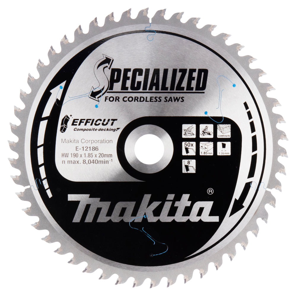 TCT saeketas Komposiit materjalile, 190X1.85X20mm 8° T50 EFFICUT E-12186