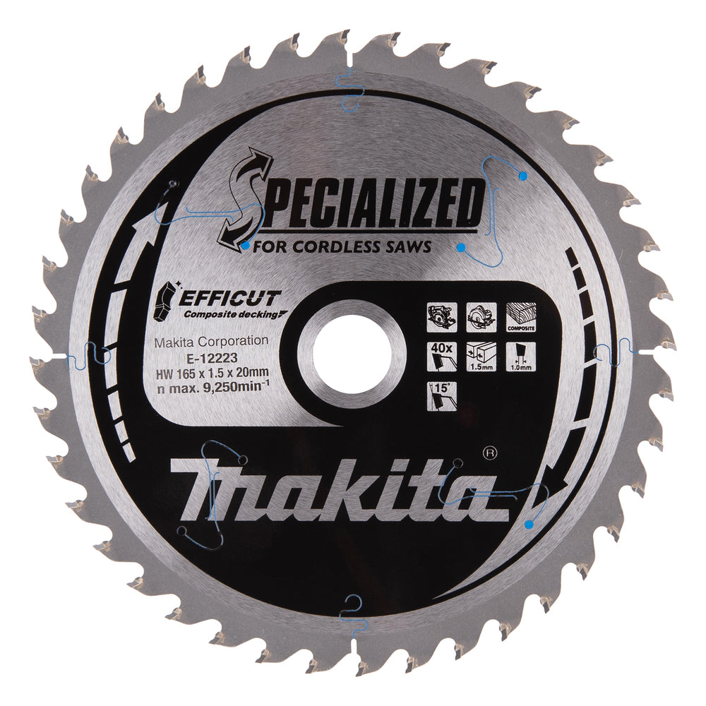 TCT saeketas Komposiit materjalile, 165X20X1,5MM, Z-40, 165X1.5X20mm 15° T40 EFFICUT E-12223