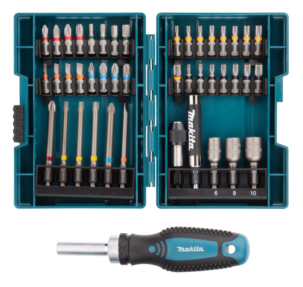 Ratchet screwdriver and bit set, 44-piece E-25096