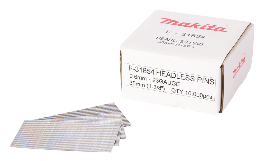 Pin nails 0.6x35mm, 23ga, steel, 10,000 pcs. F-31854