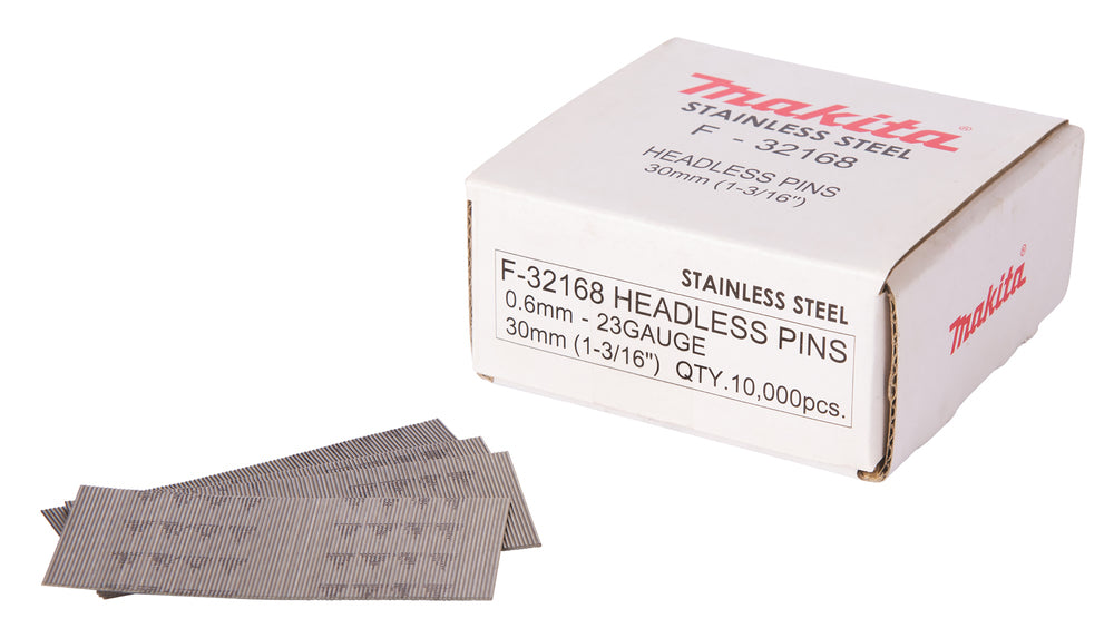 Pin nails 0.6x30mm, 23ga, stainless steel, 10,000 pcs. F-32168